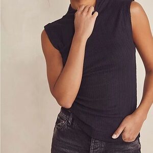 Free People Intimately Cabin Ready Muscle Tank Mock Neck Black Size S